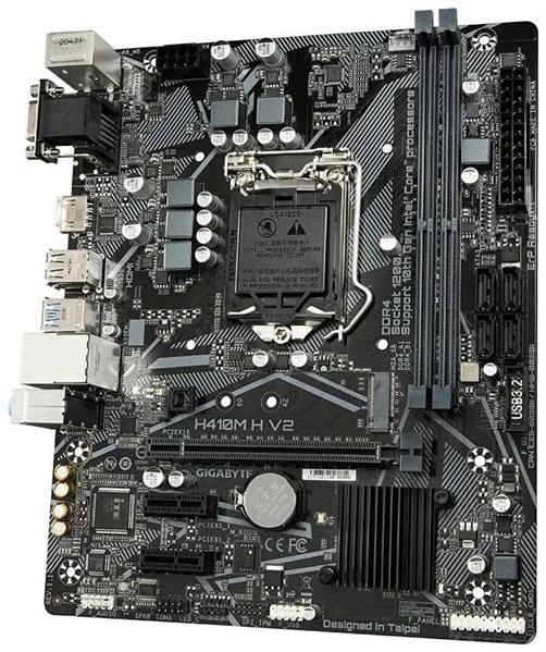 Материнская плата GIGABYTE H410M H V2, LGA1200, H470, 2*DDR4, HDMI + D-Sub, 4 SATA 6 Гб/с+ RAID,M2, Audio, Gb LAN, USB 3.2, USB 2.0, COM*1 header, mATX