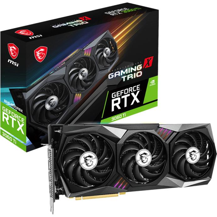 Видеокарта MSI GeForce RTX 3060 Ti GAMING X TRIO 8GD6X PCI-E/GeForce RTX 3060 Ti GAMING X TRIO 8GD6X/DP*3/HDMI/ATX/TRI FROZR 2/OC/8G G6X