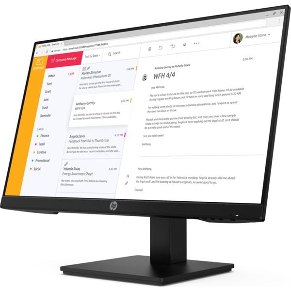 Монитор HP P24h G4 23,8 1920x1080 FHD Monitor IPS, 250 cd/m2, 1000:1, 5ms, VGA, HDMI, DisplayPort, speakers, height, anti-glare, Plug and Play, Black