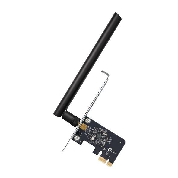  TP-Link Archer T2E, AC600 Двухдиапазонный Wi-Fi адаптер PCI Express, до 200 Мбит/с на 2,4 ГГц + до 433 Мбит/с на 5 ГГц, 1 внешняя антенна с высоким коэффициентом усиления