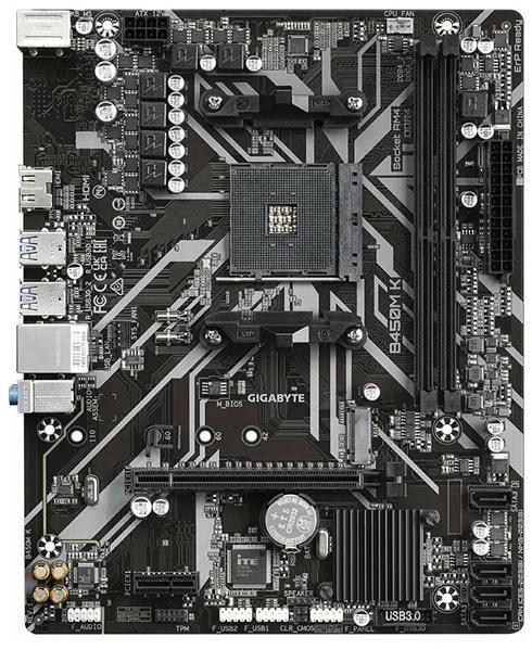 Материнская плата GIGABYTE B450M K, AM4, B450, 2*DDR4, HDMI,  4 SATA 6 Гб/с, M2, Audio, Gb LAN, USB 3.2, USB 2.0, mATX