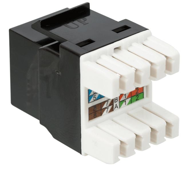  Модуль Keystone, RJ45, кат.5E, UTP, 180 градусов, со встроенной шторкой, черный