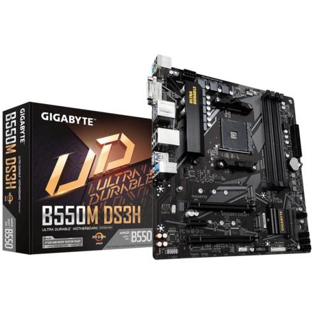 Мат. плата GIGABYTE B550M DS3H, AM4, B550, 4*DDR4, DVI-D+HDMI,  4 SATA 6 Гб/с, M2, Audio, Gb LAN, USB 3.2, USB 2.0, COM*1 header, mATX