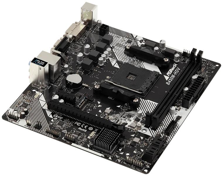 Материнская плата ASROCK B450M-HDV R4.0, AM4, B450, 4*DDR5, HDMI+D-Sub+DVI, 4xSATA3 6.0, M.2 Socket, 4xUSB 3.1, 2xUSB 2.0, mATX; 90-MXB9N0-A0UAYZ