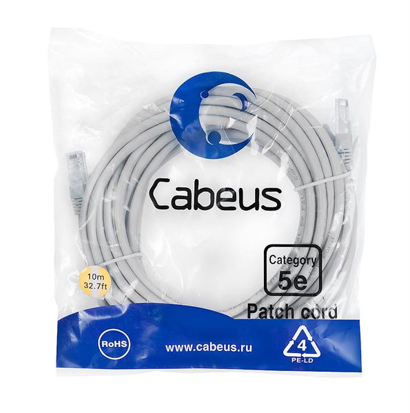  Cabeus PC-UTP-RJ45-Cat.5e-10m-LSZH Патч-корд U/UTP, категория 5е, 2xRJ45/8p8c, неэкранированный, серый, LSZH, 10м