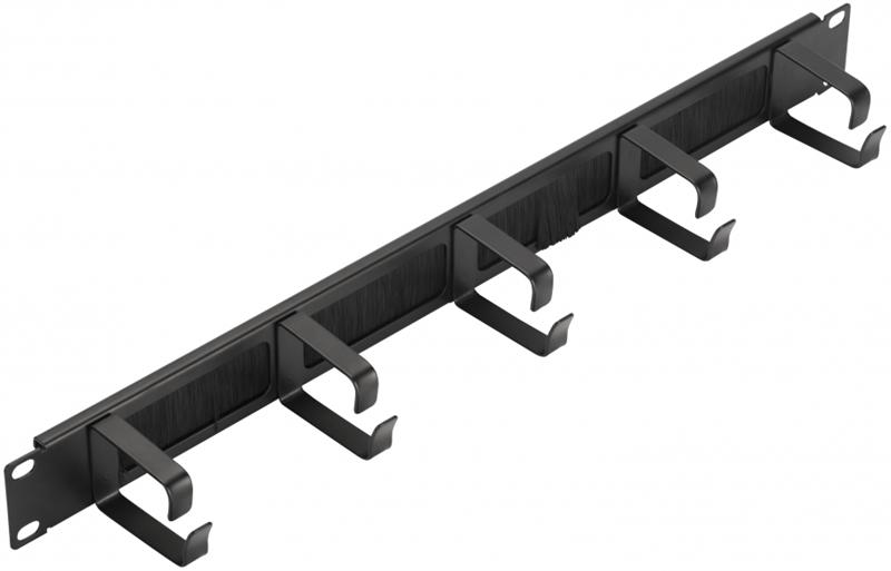  Кабельный органайзер 19" c щеточным вводом с 5 металлическими кольцами, 1U