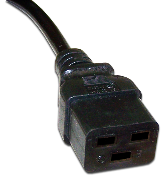  Шнур питания C19-Schuko угловая, 3х1.5, 220В, 16А, черный, 0.5 метра