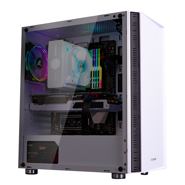 Корпус ZALMAN R2, ATX, WHITE, WINDOW, 2x3.5", 2x2.5", 2xUSB2.0, 1xUSB3.0, RGB FAN CONTROLLER, REAR 1x120mm RGB