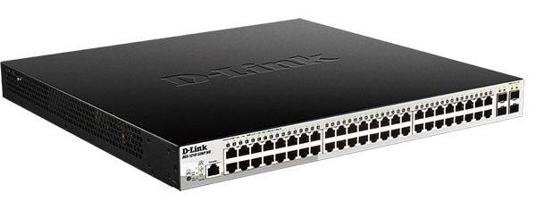 Коммутатор D-Link DGS-1210-52MP/ME/B2A, PROJ L2 Managed Switch with 48 10/100/1000Base-T ports and 4 1000Base-X SFP ports  (8 PoE ports 802.3af/802.3at (30 W), 40 PoE ports 802.3af (15,4 W), PoE Budget 370 W).1