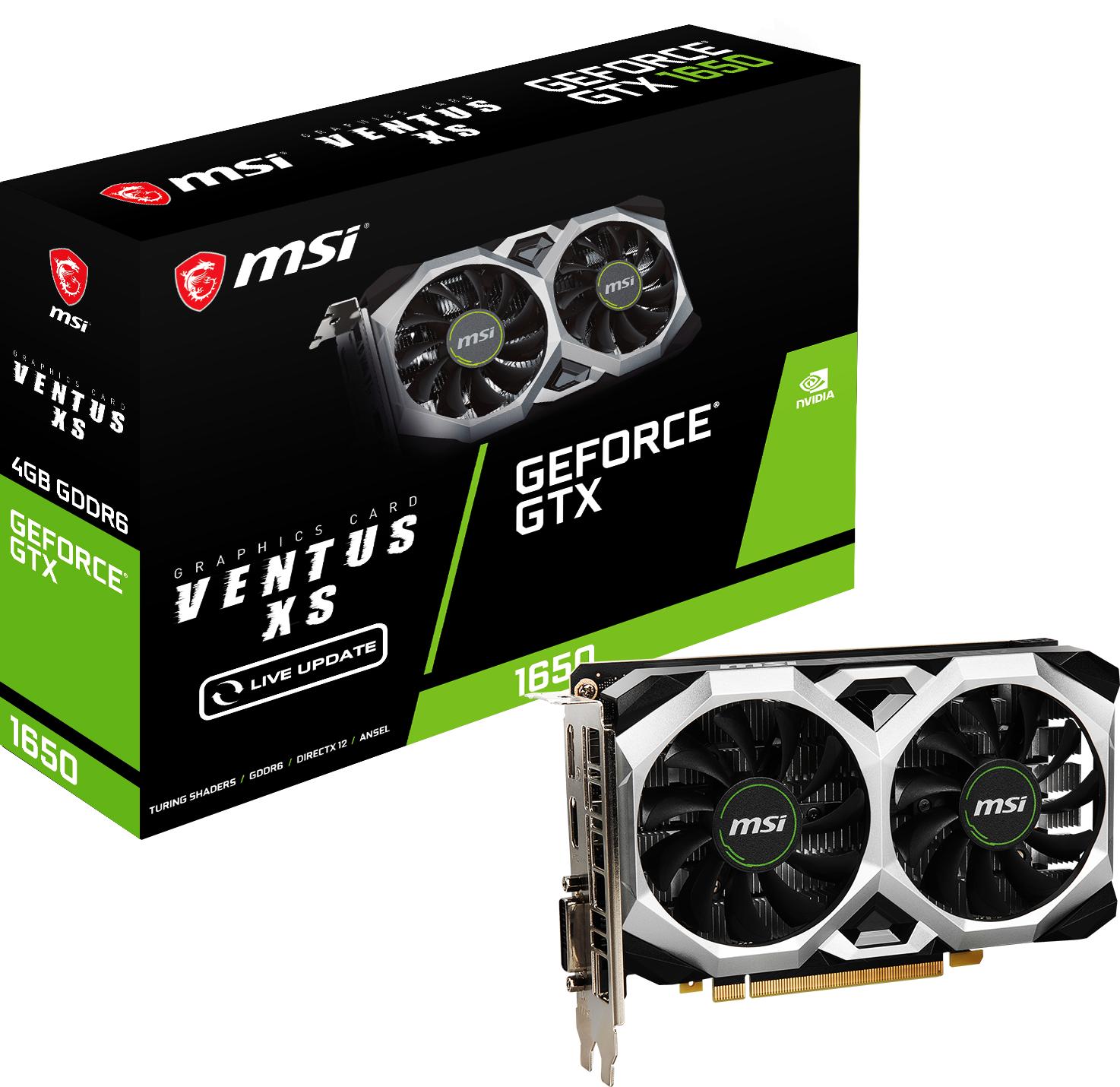 Видеокарта MSI GeForce GTX 1650 D6 VENTUS XS V1 VER 10 PCI-E/GEFORCE GTX 1650 D6 VENTUS XS V1/DL-DVI-D/HDMI/DP/EP6/ATX/DUAL FAN/4G