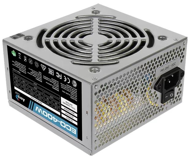 Блок питания Aerocool 400W Retail ECO-400W ATX v2.3 Haswell, fan 12cm, 400-mm cable, power cord, 20+4P, 12V 4P, 1x PCI-E 6P, 2x SATA, 2x PATA, 1x FDD