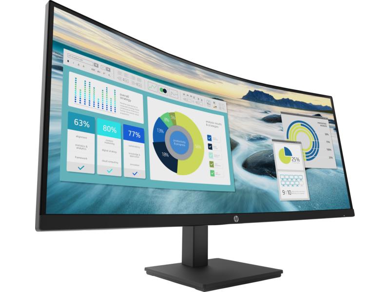 Монитор HP P34hc G4 34 Monitor Curved 3440x1440, 21:9, VA, 250 cd/m2, 3500:1, 5ms, HDMI, USB-C, USB, DisplayPort, Speakers, 50/60 Hz, Black (нет евровилки, опция)