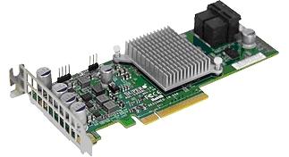 Контроллер Supermicro AOC-S3108L-H8IR 8-ports/12Gb/s/240 SATA/SAS drives/RAID (0/1/5/6/10/50/60)/2GB DDR3 on-card cache/SFF-8643 MiniSAS HD