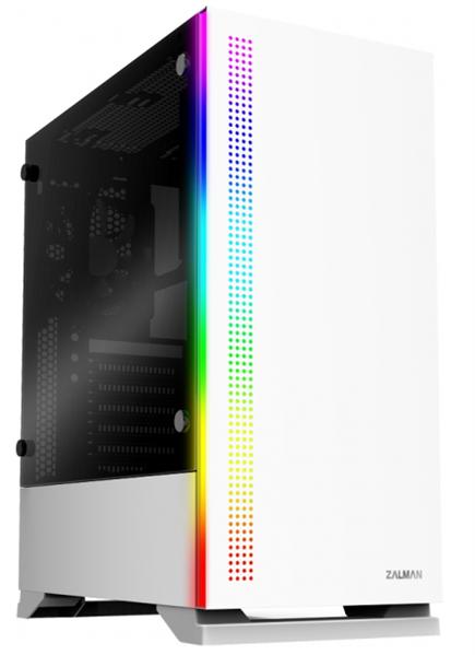 Корпус ZALMAN S5, ATX, WHITE, WINDOW, 2xCOMBO (3.5" or 2.5"), 4x2.5", 2xUSB2.0, 1xUSB3.0, FRONT 1x120mm, REAR 1x120mm RGB