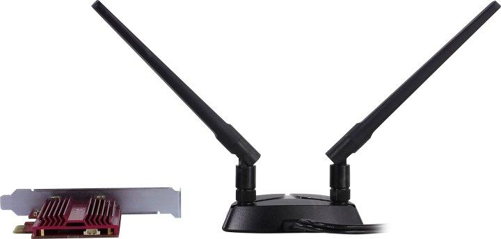  TP-Link Archer TX3000E, AX3000 Двухдиапазонный Wi-Fi 6 Bluetooth-адаптер PCI Express, до 574 Мбит/с на 2,4 ГГц + до 2402 Мбит/с на 5 ГГц, 2 антенны с высоким коэфф. усиления,основание с кабелем