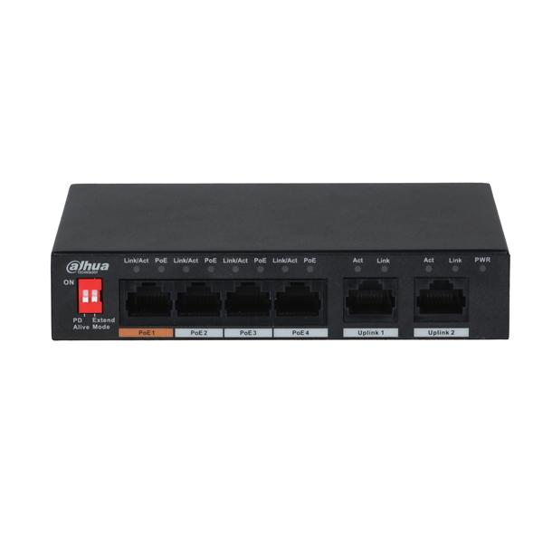 Коммутатор DAHUA DH-PFS3006-4ET-60, 6-Port 10/100Mbps Unmanaged Desktop Switch with 4 PoE Ports