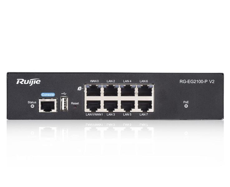 Маршрутизатор Ruijie All-in-one Smart Access Gateway, 8 GE ports (upto 2 WAN & 7 LAN port) upto 7x POE/POE+ (Lifetime free L7 DPI signature update, free IPsec VPN)