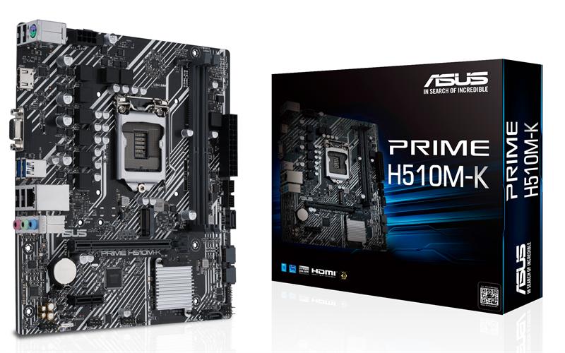 Материнская плата ASUS PRIME H510M-K, LGA1200, H510, 2*DDR4, D-Sub + HDMI, SATA3, Audio, Gb LAN, USB 3.2*4, USB 2.0*6, COM*1 header (w/o cable),mATX ; 90MB17N0-M0EAY0, 3 year