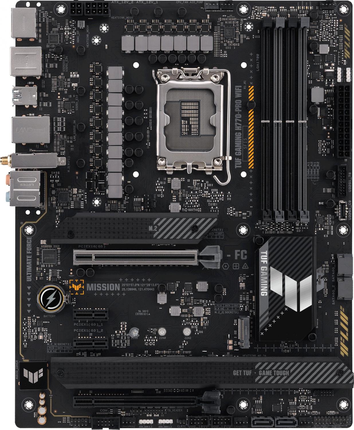 Материнская плата ASUS TUF GAMING H770-PRO WIFI, LGA1700, H770, 4*DDR5, HDMI+DP, 4xSATA3 + RAID, M2, Audio, Gb LAN, USB 3.2, USB 2.0, ATX; 90MB1D50-M0EAY0