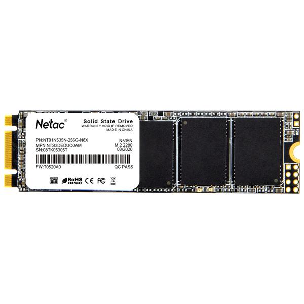 Ssd накопитель Netac SSD N535N 256GB M.2 2280 SATAIII 3D NAND, R/W up to 540/490MB/s, TBW 140TB, 3y wty