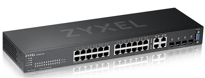  Гибридный L2 коммутатор Zyxel NebulaFlex Pro GS2220-28, rack 19", 24xGE, 4xCombo (SFP/RJ-45), бесшумный, автономное/облачное управление