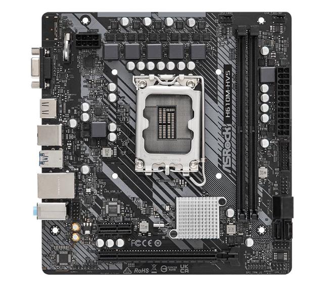 Материнская плата ASROCK H610M-HVS, LGA1700, H610, 2*DDR4, D-Sub+HDMI, 4xSATA3 6.0, 2xUSB 3.2, 4xUSB 2.0, mATX; 90-MXBHT0-A0UAYZ