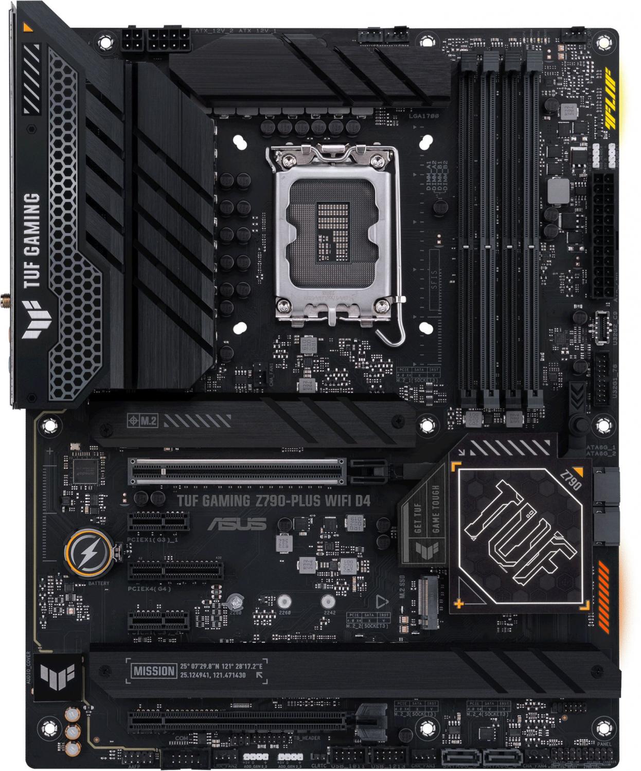 Материнская плата ASUS TUF GAMING Z790-PLUS WIFI D4, LGA1700, Z790, 4*DDR4, HDMI+DP, 4xSATA3 + RAID, M2, Audio, Gb LAN, USB 3.2, USB 2.0, ATX; 90MB1CR0-M0EAY0