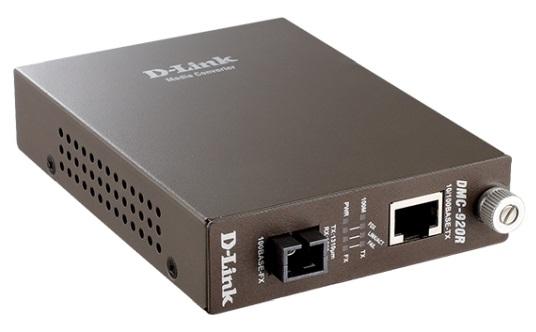 Медиаконвертер D-Link DMC-920R/B10A, WDM Media Converter with 1 10/100Base-TX port and 1 100Base-FX port.Up to 20km, single-mode Fiber, SC connector, Jumbo frame, Transmitting and Receiving wavelength: TX-1310nm, R