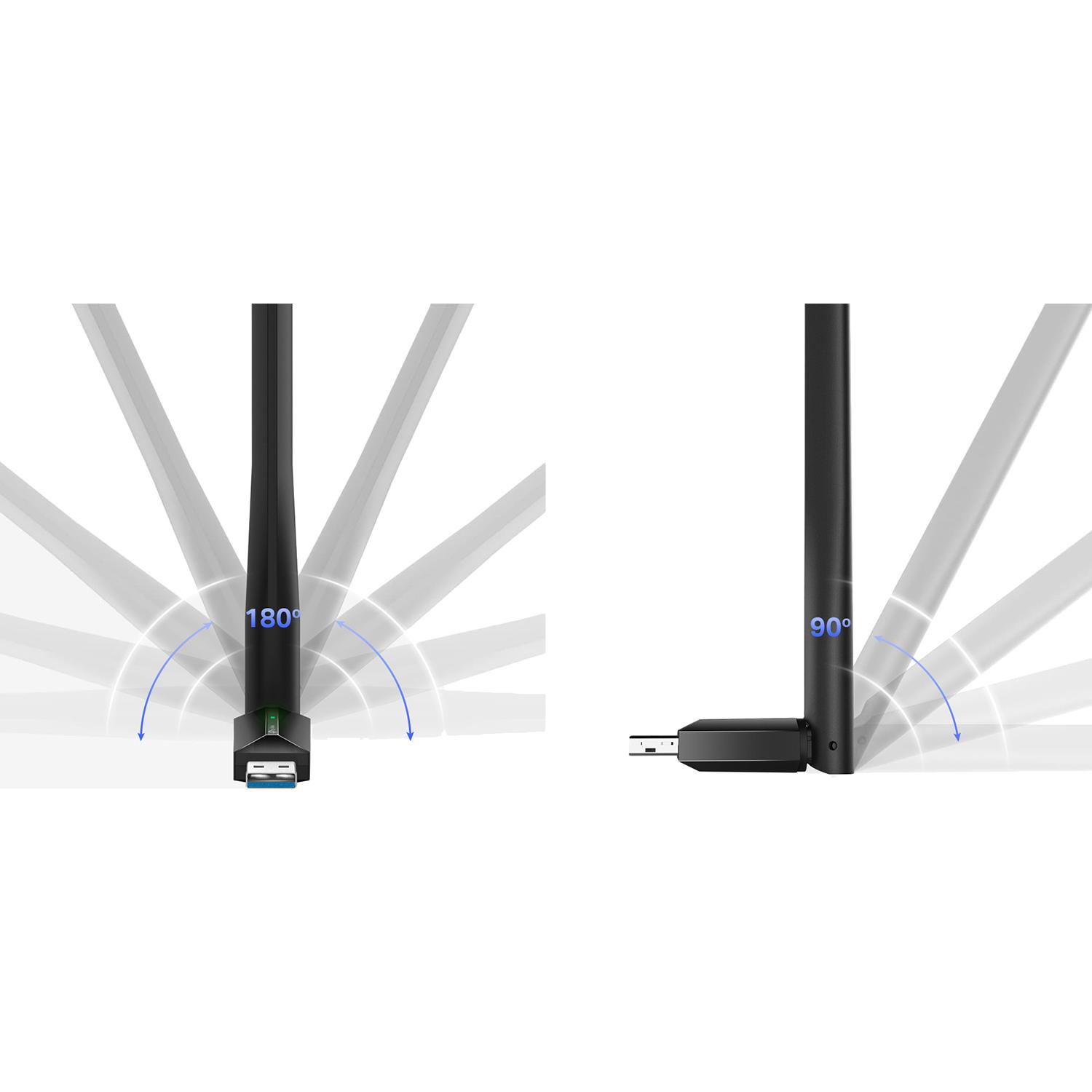  TP-Link Archer T3U Plus, AC1300 Двухдиапазонный Wi Fi USB адаптер высокого усиления, до 400 Мбит/с на 2,4 ГГц + до 867 Мбит/с на 5 ГГц, 1 внешняя антенна, USB 3.0