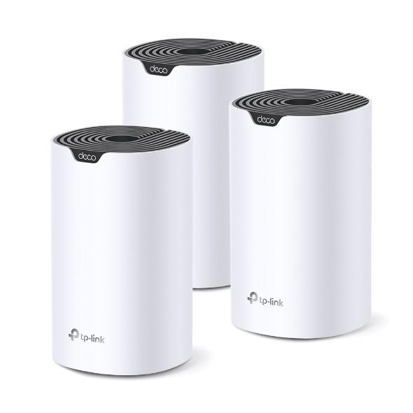  TP-Link Deco S7(3-pack), AC1900 Домашняя Mesh Wi-Fi система, до 600 Мбит/с на 2,4 ГГц + до 1300 Мбит/с на 5 ГГц, 3 встр.антенны, 3 гиг. порта (WAN/LAN)