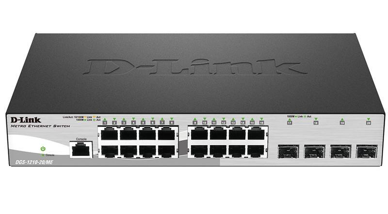 Коммутатор D-Link DGS-1210-20/ME/A1A, Gigabit Smart Switch with 16 10/100/1000Base-T ports and 4 Gigabit SFP ports