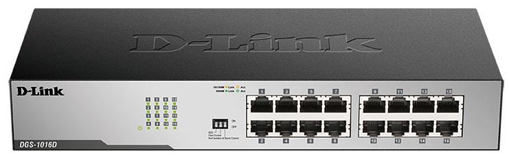 Коммутатор D-Link DGS-1016D/I2A, L2 Unmanaged Switch with 16 10/100/1000Base-T ports8K Mac address, Auto-sensing, 802.3x Flow Control, Auto MDI/MDI-X for each port, Jumbo frame 9K, 802.1p QoS, D-Link Green techn