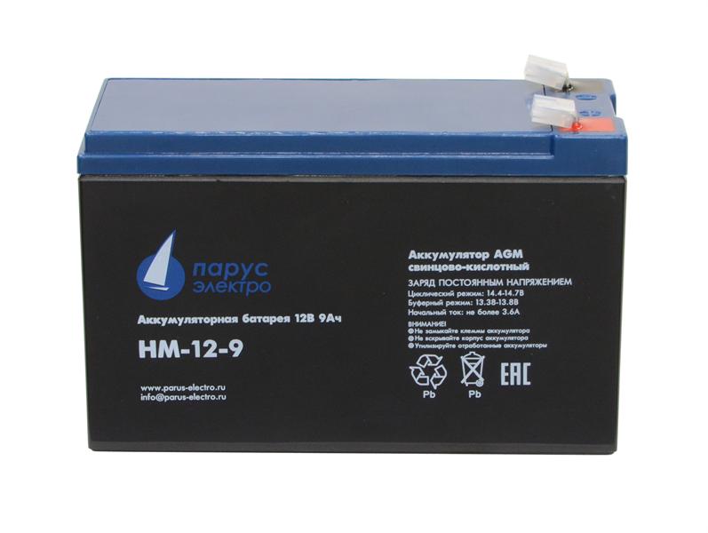  Парус-электро Аккумуляторная батарея для ИБП  HM-12-9 (AGM/12В/9,0Ач/клемма F2)