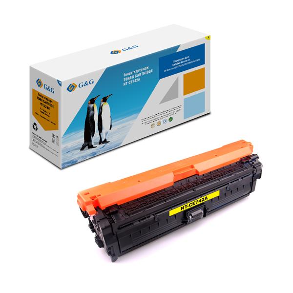 Картридж Cartridge G&G 307A для HP CLJ CP5225/CP5225N/CP5225DN, with chip (7300стр.), желтый (замена CE742A) (незначительное повреждение коробки)