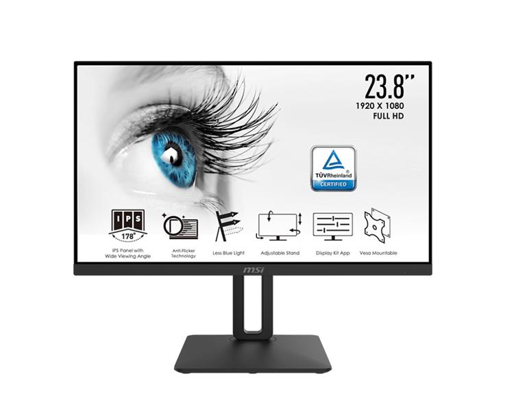 Монитор MSI PRO MP242P 23.8" 16:9 FHD(1920x1080 ) IPS Flat,5ms(GTG),1000:1,100M:1,250nit,178/178,HDMI 1.4,VGA(D-Sub),Tilt,Swivel,Height,Pivot,VESA,75Hz,Black,1y war-ty