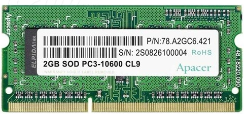 Оперативная память Apacer  DDR3   4GB  1600MHz SO-DIMM (PC3-12800) CL11 1.35V (Retail) 512*8  3 years (AS04GFA60CATBGJ/DV.04G2K.KAM)