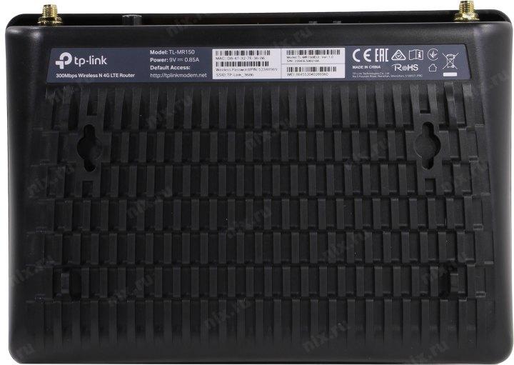  TP-Link TL-MR150, N300 Wi-Fi роутер со встроенным модемом 4G LTE до 150 Мбит/с, до 300 Мбит/с на 2,4 ГГц, 2 антенны, 3xLAN 100 Мбит/с, 1xWAN/LAN 100 Мбит/c
