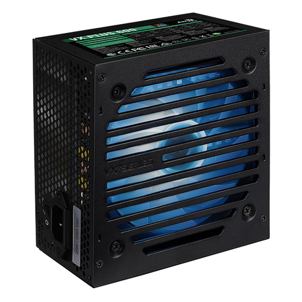 Блок питания Aerocool VX Plus 600 RGB 600W, ATX v2.3, RGB Fan 12cm, 500mm cable, Retail