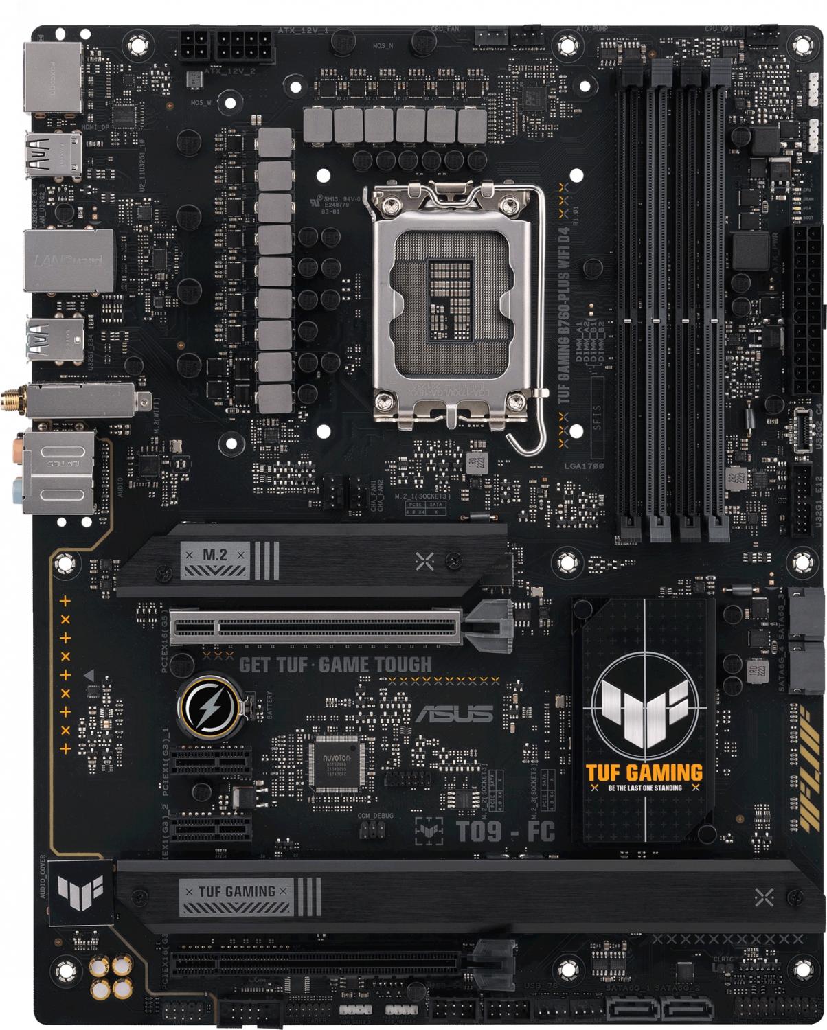 Материнская плата ASUS TUF GAMING B760-PLUS WIFI D4, LGA1700, B760, 2*DDR4, HDMI+DP, 4xSATA3 + RAID, M2, Audio, Gb LAN, USB 3.2, USB 2.0, ATX; 90MB1DF0-M0EAY0