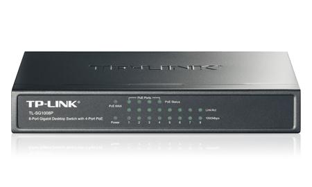  TP-Link 8-портовый гигабитный настольный PoE коммутатор, 8 гигабитных портов RJ45 + 4 порта PoE, IEEE 802.3af, бюджет PoE 53 Вт, стальной корпус