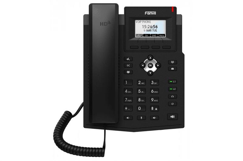 Fanvil IP телефон, 2xEthernet 10/100, 2 SIP линии, HD аудио,  дисплей 2,3”, порт для гарнитуры, книга на 1000 записей, 6-я сторонняя конференция, БП в комплекте