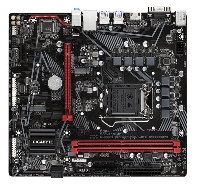 Материнская плата GIGABYTE B560M H, LGA1200, B560, 2*DDR4, D-Sub+HDMI,  4 SATA 6 Гб/с, M2, Audio, Gb LAN, USB 3.2, USB 2.0, COM*1 header, mATX