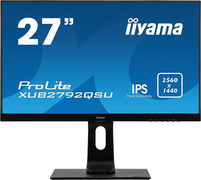Монитор 27" Iiyama ProLite XUB2792QSU-B1 2560x1440@70Гц IPS LED 16:9 5ms DVI HDMI DP 2*USB3.0 80M:1 1000:1 178/178 350cd HAS Pivot Tilt Swivel Speakers Black
