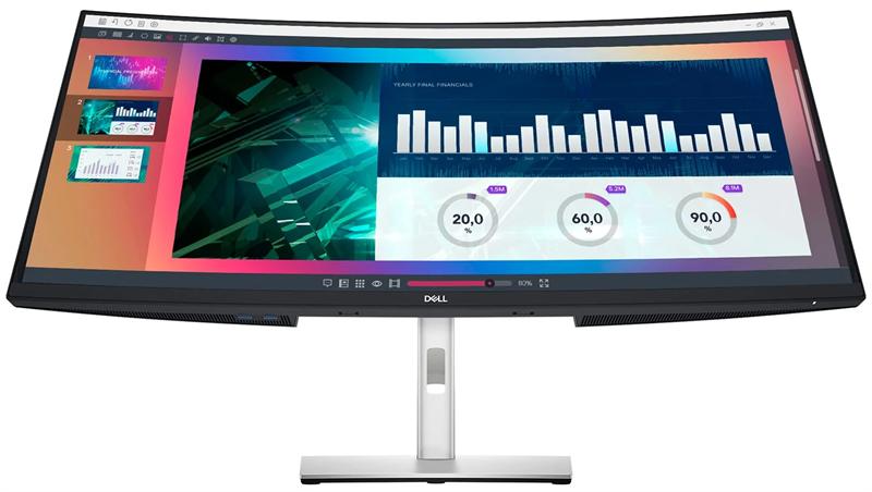 Монитор Dell 34"    P3421W Curved  S/BK ( IPS; 21:9; 300 cd/m2; 1000:1; 3440x1440; 5ms; 178/178; DP1.2, HDMI2.0, USB -C, 3xUSB 3.2(Gen1), 2xUSB 2.0; HAS; Tilt; Swiv)