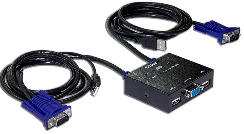 Переключатель D-Link KVM-221/C1A, 2-port KVM Switch with VGA, USB and Audio ports.Control 2 computers from a single keyboard, monitor, mouse, Supports video resolutions up to 2048 x 1536, Audio connector to connec