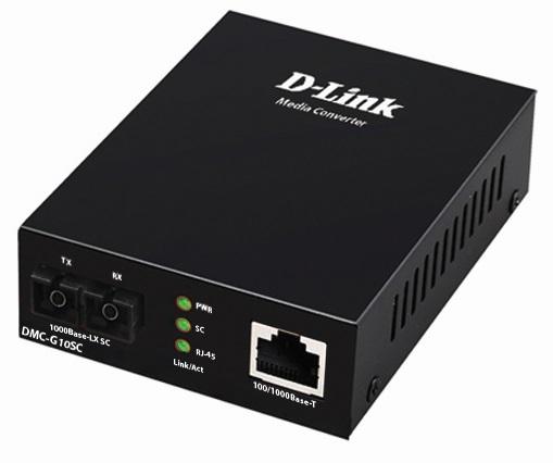 Медиаконвертер D-Link DMC-G10SC/A1A, Media Converter with 1 100/1000Base-T port and 1 1000Base-LX port.     Up to 10km, single-mode Fiber, SC connector, Jumbo frame, Transmitting and Receiving wavelength: 1310nm.