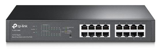  TP-Link Easy Smart гигабитный 16-портовый коммутатор PoE+, настольный/монтируемый в стойку, 16 гигабитных портов, из них 8 портов PoE+, бюджет PoE: 110Вт