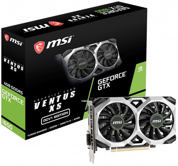 Видеокарта MSI GeForce GTX 1650 VENTUS XS 4G OCV1 PCI-E/GEFORCE GTX 1650 VENTUS XS 4G OCV1/DL-DVI-D/DP/HDMI/ATX/DUAL FAN/OC/4G