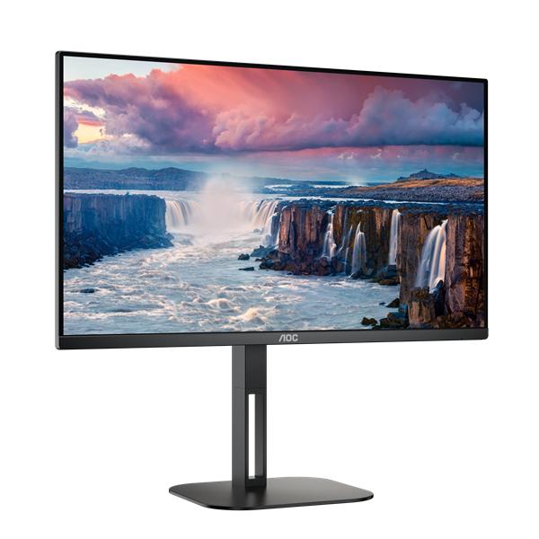 Монитор 27" AOC Q27V5C 2560x1440@75Гц IPS W-LED 16:9 4(1)ms HDMI DP USB-C 3.2 4*USB 3.2 20M:1 178/178 1000:1 300cd HAS Pivot Tilt Swivel Speakers Black