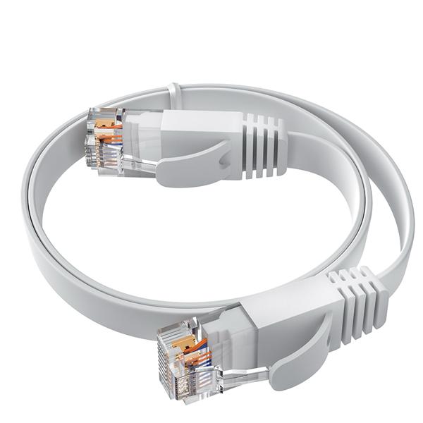  GCR Патч-корд  1.5m, кат.6, PROF, плоский, прямой, UTP, медь, белый, 30 AWG, ethernet high speed 10 Гбит/с, RJ45, T568B (LNC65)